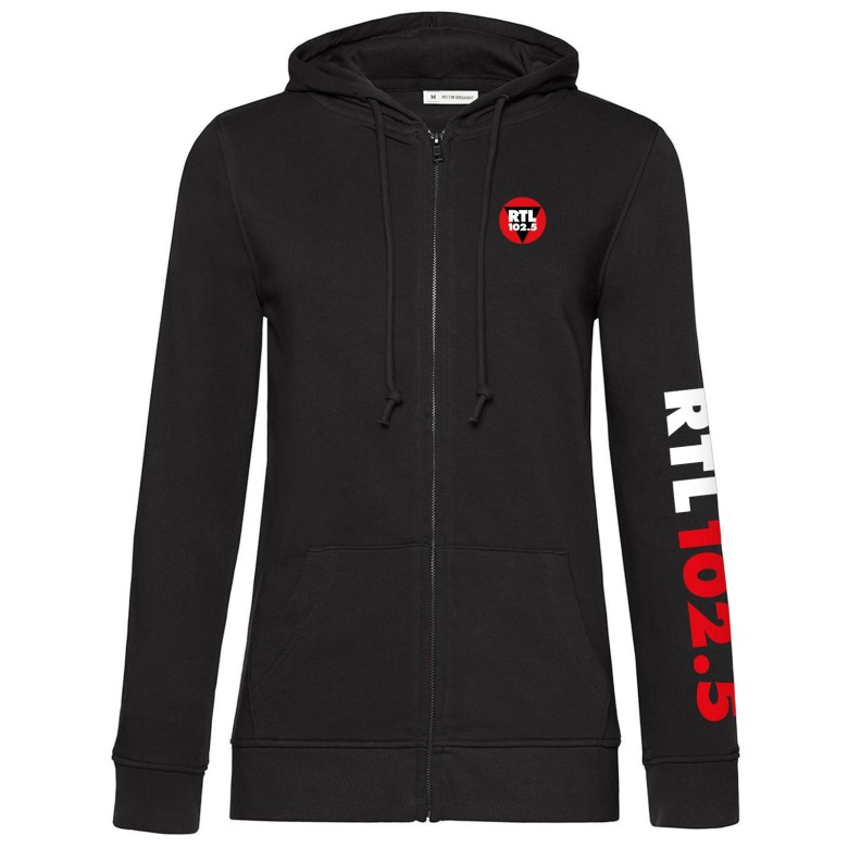 FELPA DONNA RTL 102.5 CON CAPPUCCIO, ZIP E GRAFICA OPTICAL