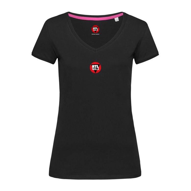 T-SHIRT DONNA RTL 102.5 MANICA CORTA, COLLO A V E GRAFICA OPTICAL