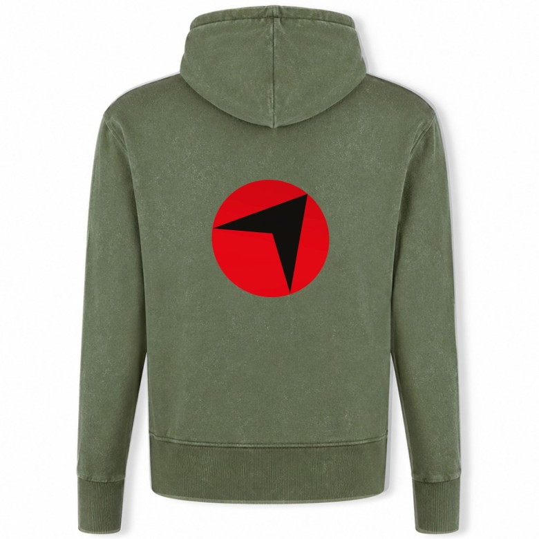 FELPA UNISEX RADIOFRECCIA VERDE VINTAGE CON CAPPUCCIO E SIMBOLO