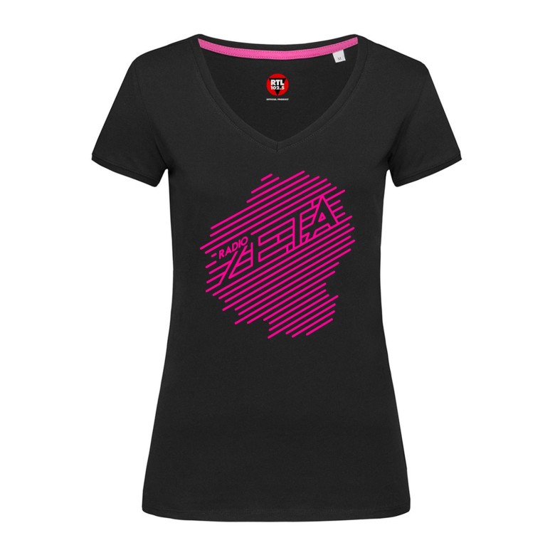 T-SHIRT NERA/FLUO RADIO ZETA DONNA CON MANICA CORTA