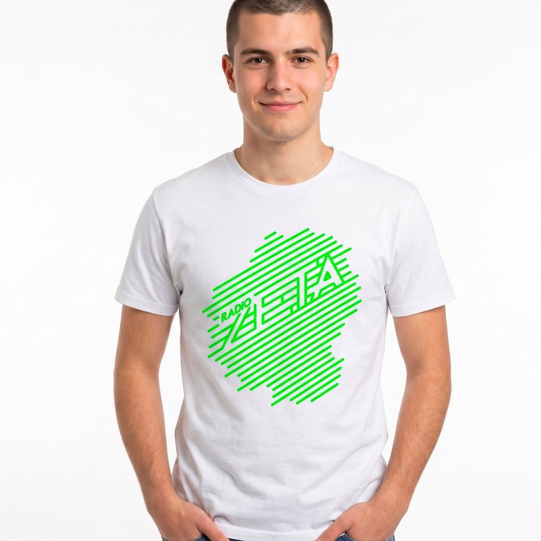 T-SHIRT BIANCA/FLUO RADIO ZETA UOMO CON  MANICA CORTA