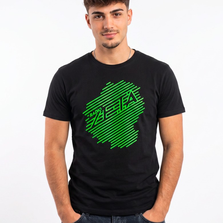 T-SHIRT NERA/FLUO RADIO ZETA UOMO CON  MANICA CORTA