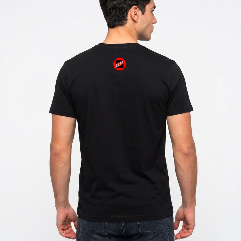 T-SHIRT NERA/FLUO RADIO ZETA UOMO CON  MANICA CORTA