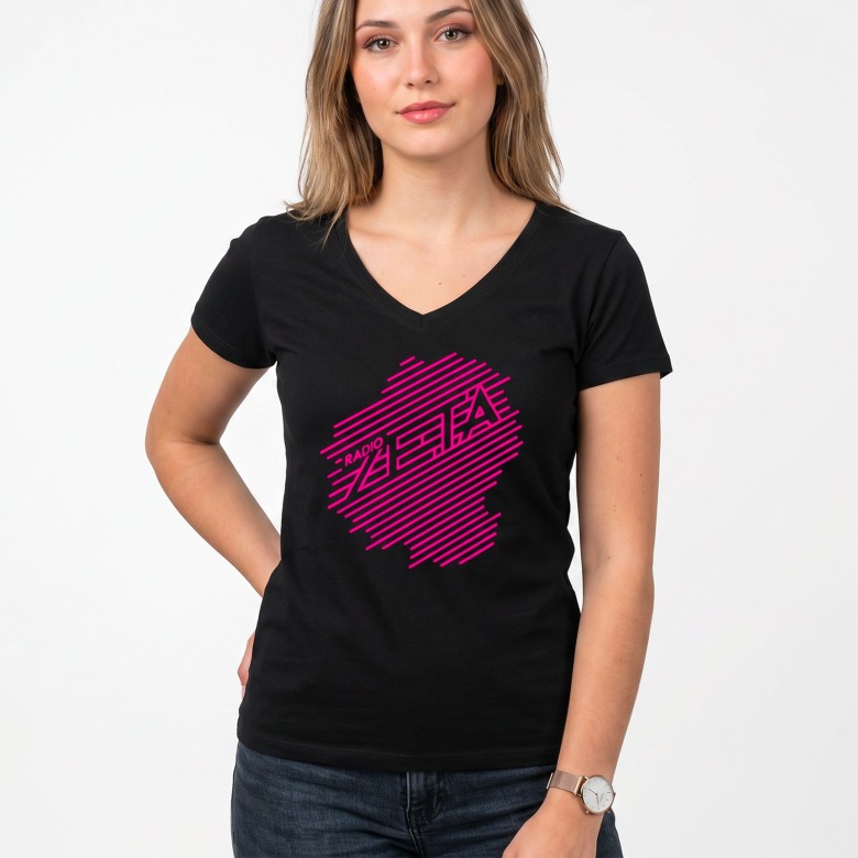 T-SHIRT NERA/FLUO RADIO ZETA DONNA CON MANICA CORTA