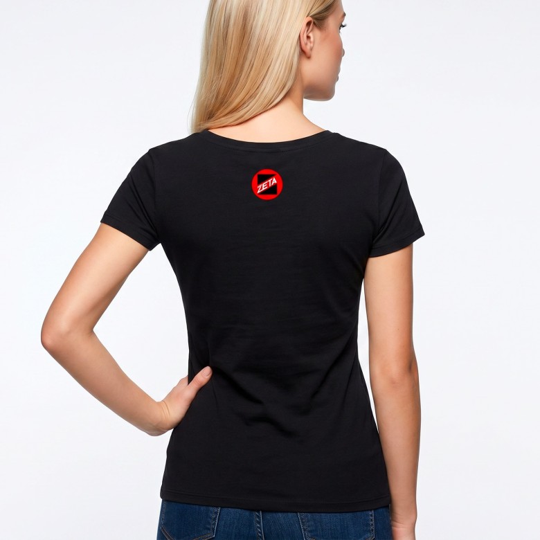 T-SHIRT NERA/FLUO RADIO ZETA DONNA CON MANICA CORTA