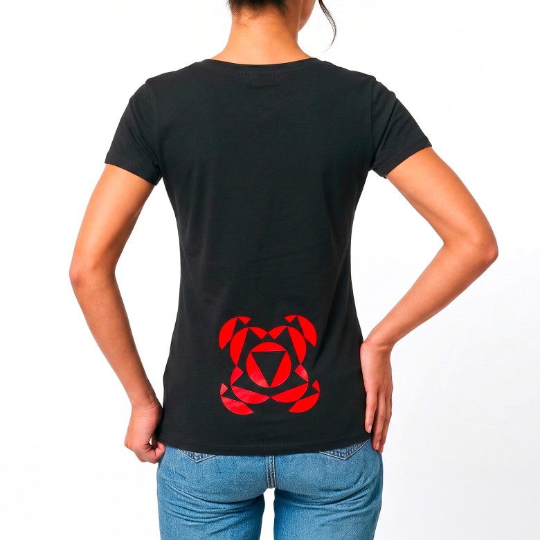 T-SHIRT DONNA RTL 102.5 MANICA CORTA, COLLO A V E GRAFICA OPTICAL