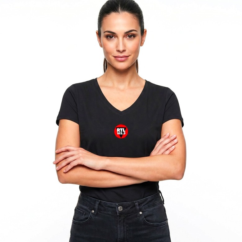 T-SHIRT DONNA RTL 102.5 MANICA CORTA, COLLO A V E SIMBOLO