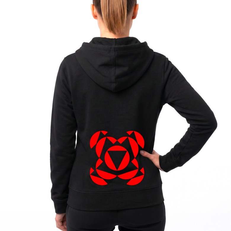 FELPA DONNA RTL 102.5 CON CAPPUCCIO, ZIP E GRAFICA OPTICAL