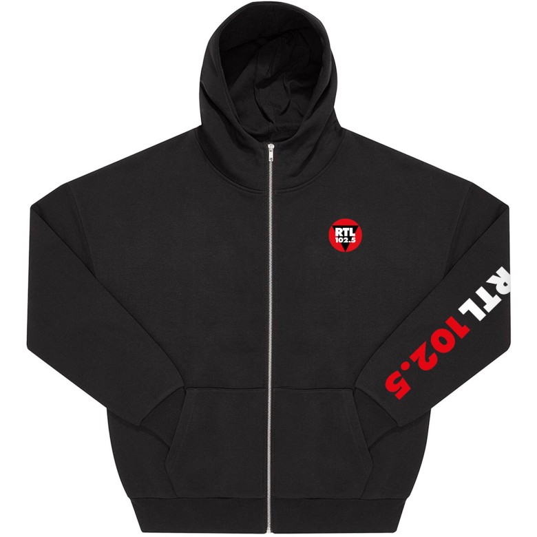 FELPA UOMO RTL 102.5 CON CAPPUCCIO, ZIP E SIMBOLO